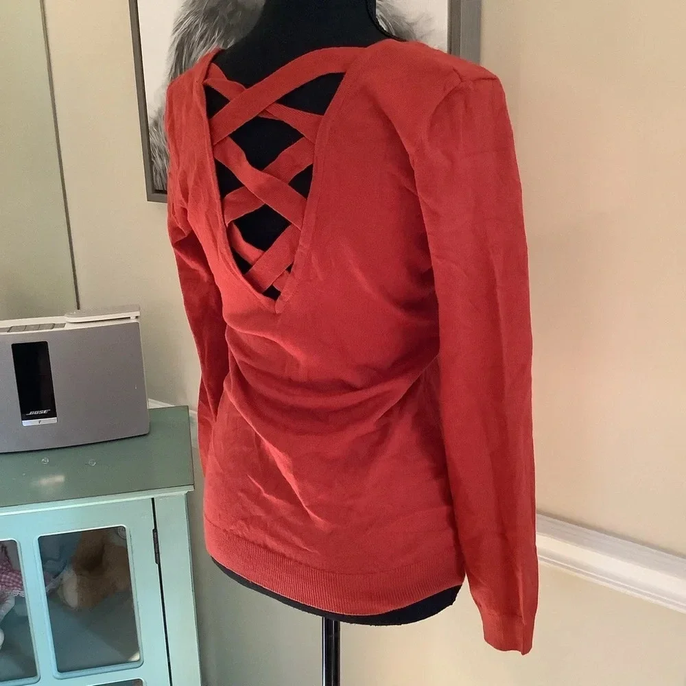 #250 NWOT Love Ellie Clay Colored Cross Back Sweater Size XS